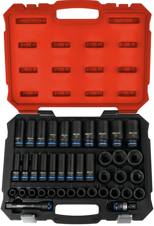 Boxo 1/2" Drive Master Impact Socket Set Shallow & Deep - 40 Piece